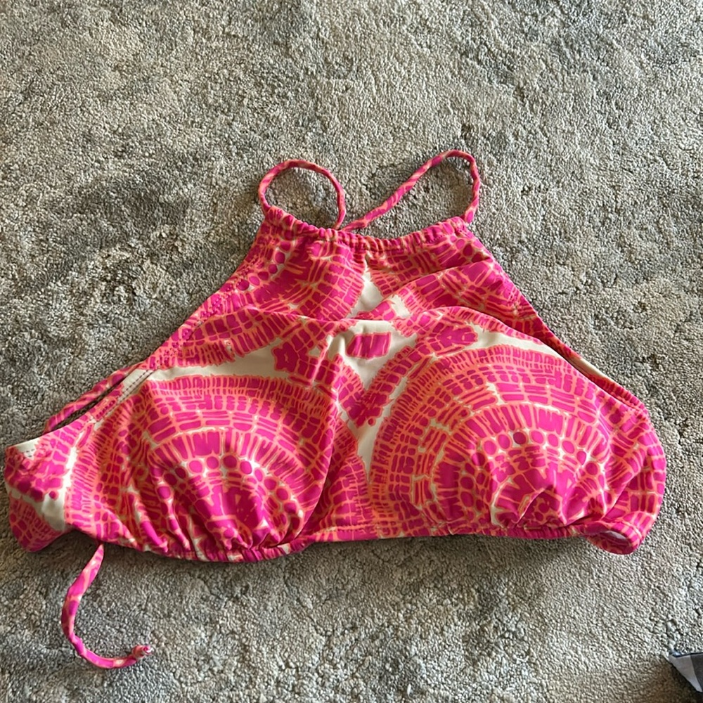 All For Color Halter Bikini Swim Top Pink Tan